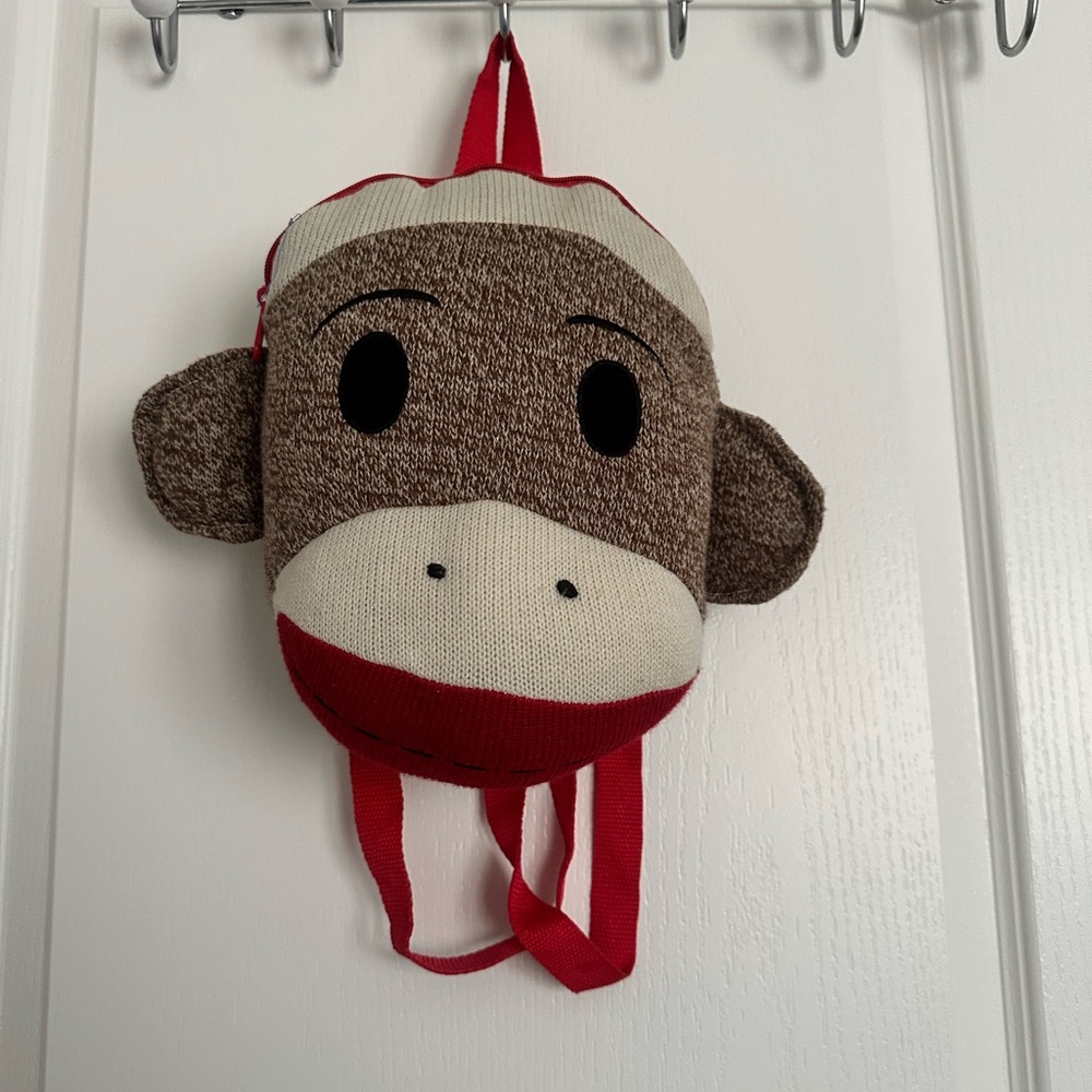 Sock Monkey Maxx Backpack - Brown and Red